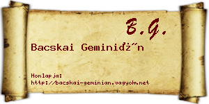 Bacskai Geminián névjegykártya